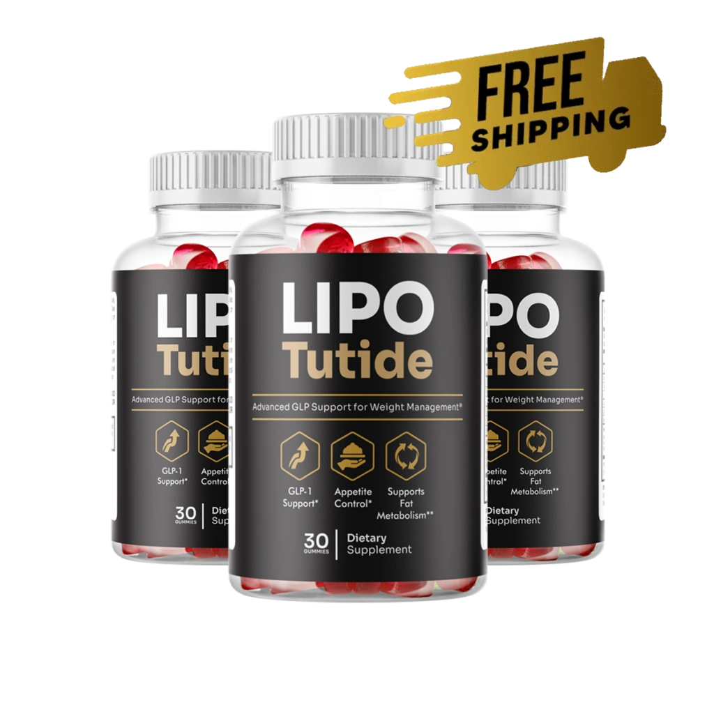 2 bottles of Lipotutide dietary supplement — 60-day supply with black label and red gummies